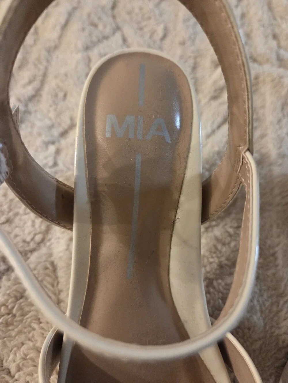 Mia Women's Strappy Block Heel Sandals - Cream Size 8.